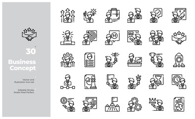 Vector Line Icons Set of Business Concept Icon. Editable Stroke. Design for Website, Mobile App and Printable Material. Easy to Edit & Customize.