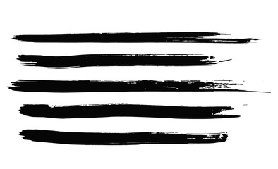 Vector set of hand drawn abstract ink brush strokes and shapes. Black set of hand painted grunge brush lines