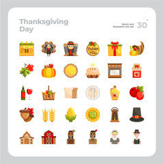 Fototapeta na wymiar Vector Flat Icons Set of Thanksgiving day Icon. Design for Website, Mobile App and Printable Material. Easy to Edit & Customize.