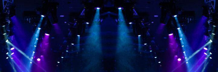 Abstract texture background for design. Stage light and smoke on stage, lighting and spotlights.