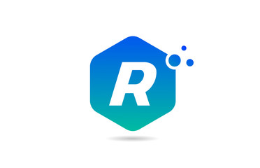 Fototapeta premium green blue R alphabet letter logo icon design with rhombus for company and business