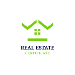 real estate logo with ceckmark icon certificate vector template