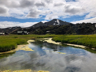 Landmannalaugar - beautiful nature of Iceland with its dramatic cloudy sky