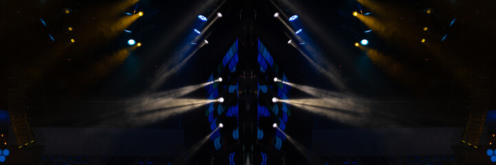 Abstract texture background for design. Stage light and smoke on stage, lighting and spotlights.