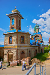 Fototapeta premium Russia, Kazan June 2019. Colorful Temple Of all Religions in Kazan on a summer day. beautiful universal temple of many religions.