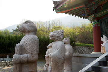 Traditional Korean Buddhist temple. Yeongsan Jungsa in Miryang-si, South Korea.
