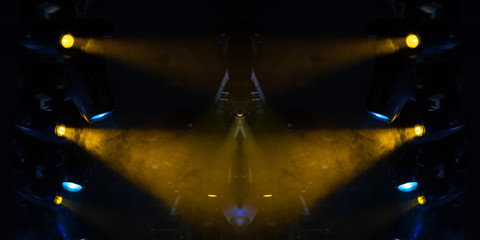 Abstract texture background for design. Stage light and smoke on stage, lighting and spotlights.