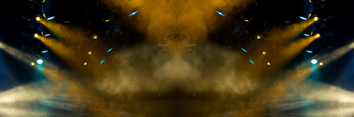 Abstract texture background for design. Stage light and smoke on stage, lighting and spotlights.