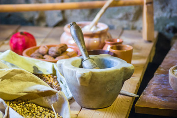 ancient country cuisine, traditional cuisine, ingredients, agricultural and hunting products,...