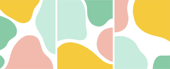 abstract organic shapes pastel color vector illustration set - obrazy, fototapety, plakaty