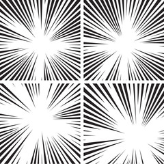 Fototapeta premium Comic book speed horizontal lines background set of four editable images. Vector illustration. EPS 10