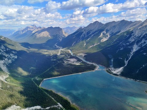 Helicopter Ride over Banff National Park , Canada , Rocky Mountains 