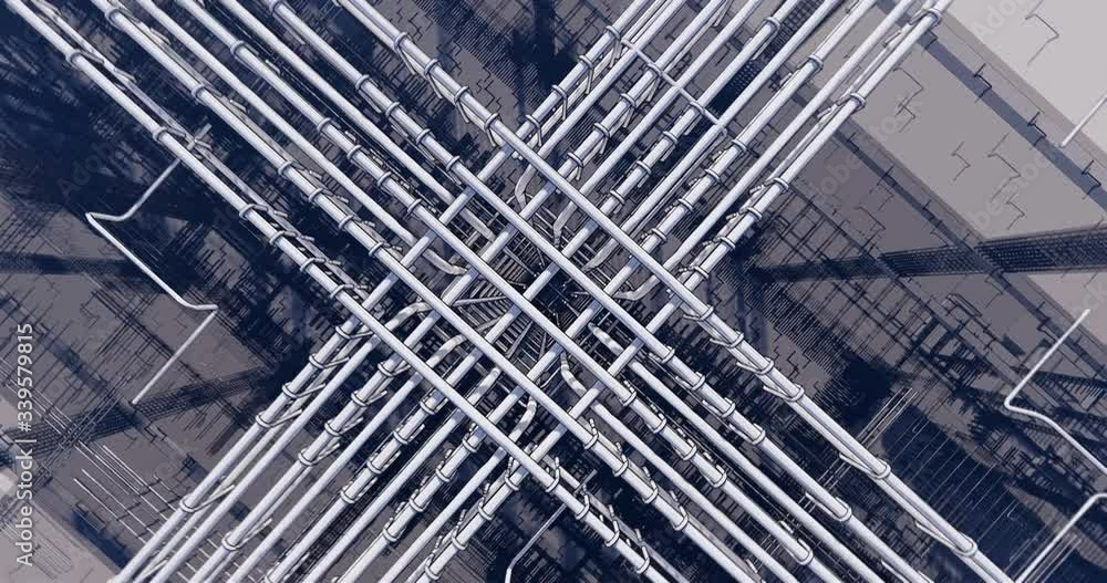 Poster 3d bim model of reinforcement framework of the building
