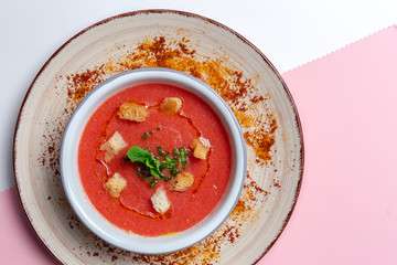 Homemade Tomato Soup on white Background