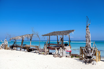 The beautiful ocean coast of Gili Trawangan island, Bali, Indonesia.