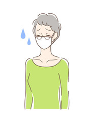 マスクを付けた苦しそうな女性