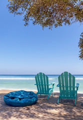 The beautiful ocean coast of Gili Trawangan island, Bali, Indonesia.