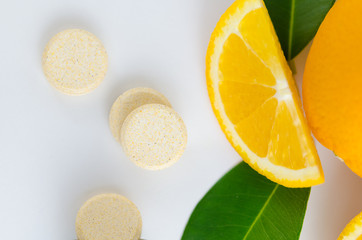 Close-up of Effervescent tablet of vitamin C