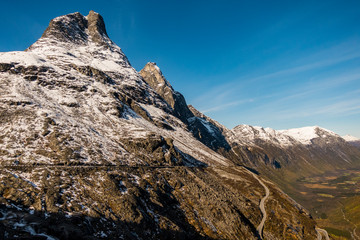 stunning mountain peaks in winter