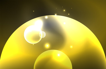 Neon shiny transparent glowing circles with light effects. Techno futuristic vector abstract background For Wallpaper, Banner, Background, Card, Book Illustration, landing page