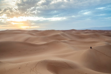 Fototapeta na wymiar Beautiful landscape of Sahara Desert sand dunes in Africa