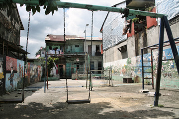 Ruined playground in the Chorrillo neighborhood of Panama