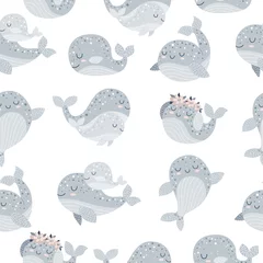 Papier Peint photo Baleine Vector seamless pattern with cute whales