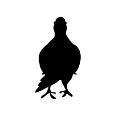 Icon of sitting bird dove. Flat cartoon character design. Black cute peace pigeon silhouette template. Vector illustration isolated on white background.