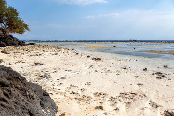 The beautiful ocean coast of Gili Trawangan island, Bali, Indonesia.