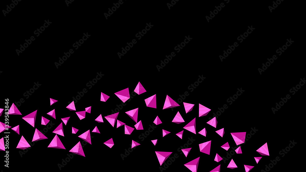 Aufkleber Abstract black background with triangular pyramids. Creative geometric 3D background template . Blue three-dimensional triangle pyramids on black backdrop. Abstract geometric vector illustration