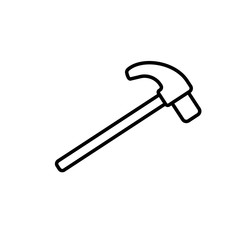Carpenter tool hammer isolated on white background. Line icon for construction, decoration, repair services. Tool kits. Sale, rent. Hand tools.  Shop for locksmith, carpenter, foreman.