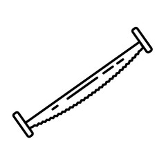 Carpenter tool hand saw isolated on white background. Line icon for construction, decoration, repair services. Tool kits. Sale, rent. Hand tools.  Shop for locksmith, carpenter, foreman.
