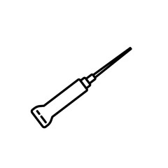 Carpenter tool awl isolated on white background. Line icon for construction, decoration, repair services. Tool kits. Sale, rent. Hand tools.  Shop for locksmith, carpenter, foreman.