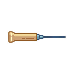 Fototapeta premium Carpenter tool awl isolated on white background. Flat icon for construction, decoration, repair services. Tool kits. Sale, rent. Hand tools. Shop for locksmith, carpenter, foreman.