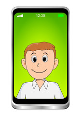 Young man using video chat on Smartphone - 3D illustration