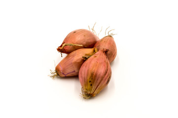 Vegetables: several shallots isolated
