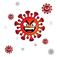 Illustration of the red evil covid-19 coronavirus. Is an infectious disease caused by a newly discovered coronavirus and spread throughout the world