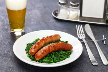salsiccia e cime di rapa, sausage and braised tunip greens, southern italian cuisine