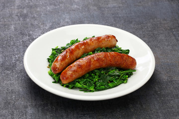 salsiccia e cime di rapa, sausage and braised tunip greens, southern italian cuisine