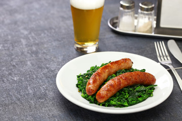 salsiccia e cime di rapa, sausage and braised tunip greens, southern italian cuisine