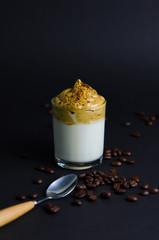 Iced Dalgona Coffee, a trendy fluffy creamy whipped coffee
