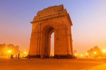 Fototapeta na wymiar India Gate in New Delhi, evening view