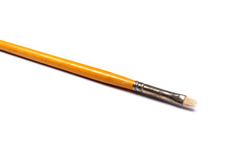 round artistic paint brush isolated on white background. space for text