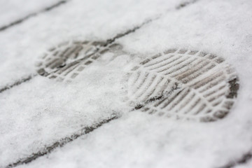 Boot print in the snow