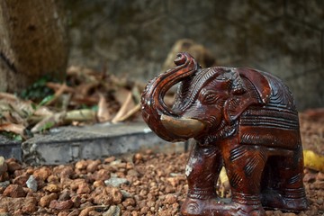 wooden elephant statue