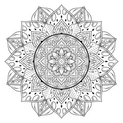 Circular Flower Mandala with vintage floral style, Vector mandala Oriental pattern, Hand drawn decorative element. Unique design with petal flower. Concept relax and meditation use for page logo book