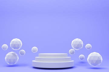 3d rendering,White podium minimal abstract purple background for cosmetic product presentation, Abstract geometric shape