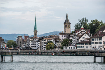 Fototapeta na wymiar Zurich skyline with church steeples