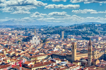 Fototapeta na wymiar Aerial view of florence ,shot from the top of duomo cathedral 