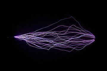 Artificially created spark discharges..Each discharge is made between the same electrodes....